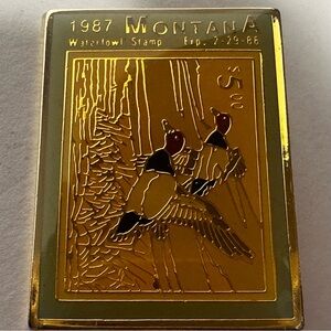 Collectible Montana Waterfowl Duck Stamp Lapel Pin 1987 Sportsmen Hunters